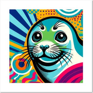 Arctic Aura Weddell Seal Pop Art - Polar Elegance Posters and Art